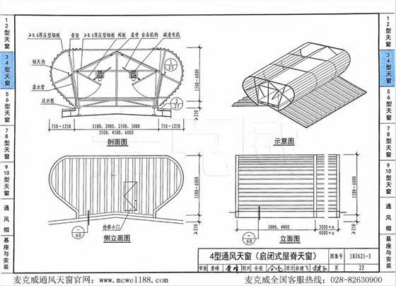 4型通风天窗(启闭式屋天窗)